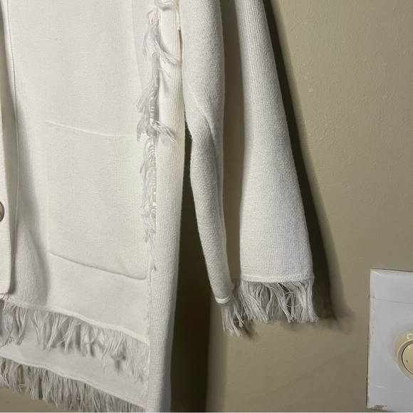Repeat Size XS Cotton Blend Cardigan Fringe Ivory - Picture 7 of 13